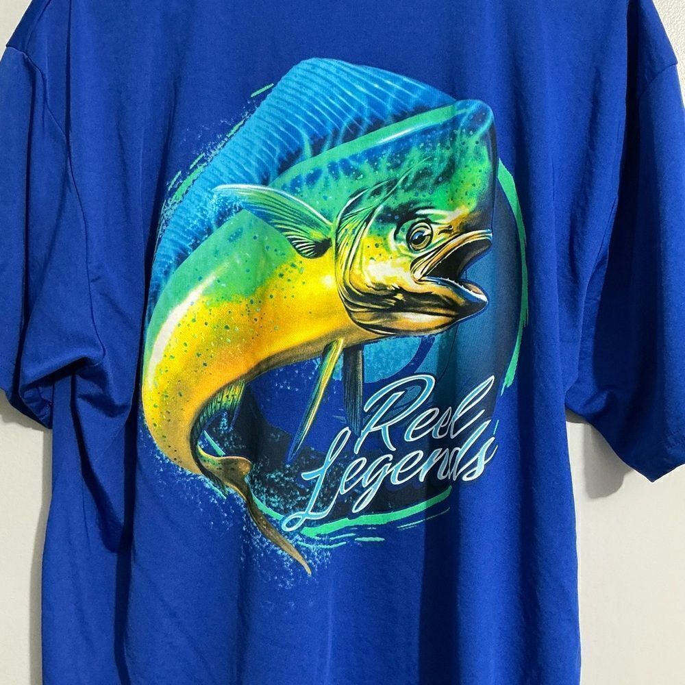 Reel Legends blue mahi short sleeve shirt size XL